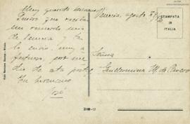 Tarjeta Postal a Guillermina Mariátegui de Cavero, 29/8/1920