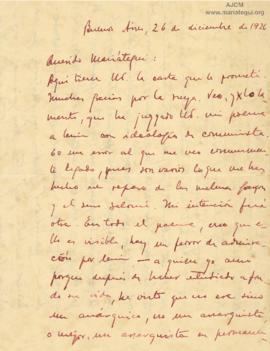 Carta de Alberto Hidalgo, 26/12/1926