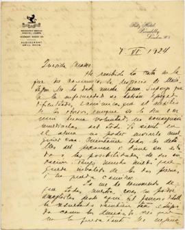 Carta a Artemia G de Falcón, 7/6/1924