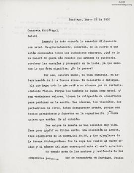 Carta de Ramón Alzamora Ríos, 22/3/1930
