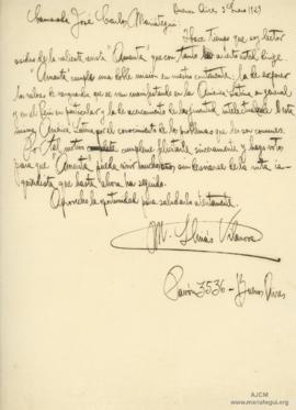 Carta de Manuel Llinas Vilanova, 3/1/1929