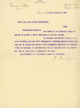Carta de Gonzalo Bravo Mejía, 14/6/1930