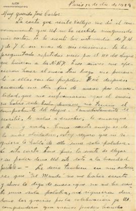 Carta de Armando Bazán, 12/12/1929