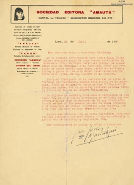 Carta a Samuel Glusberg, 20/6/1929