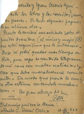 Carta de Emilio Pettoruti, 13/3/1929