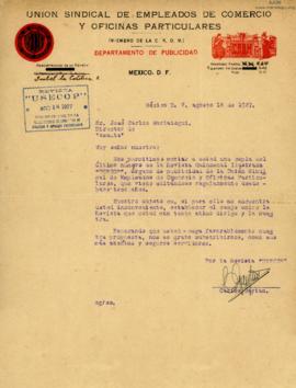 Carta de Carlos Gaytán, 18/8/1927