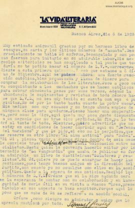 Carta de Samuel Glusberg, 6/12/1928