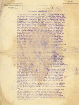 Carta de Gamaliel Churata (Arturo Peralta Miranda), [1927]