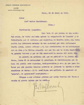 Carta de Jorge Cornejo Bouroncle,22/1/1928