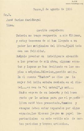 Carta de Luis E. Valcárcel, 5/8/1926