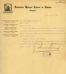 Carta de Nemesio Lavie, 3/11/1928