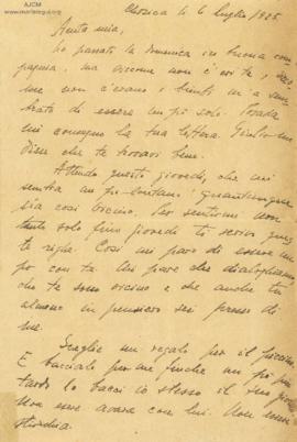 Carta a Ana Chiappe de Mariátegui, 6/7/1925