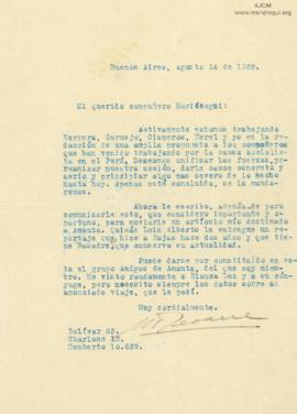 Carta de Manuel A. Seoane, 14/8/1928