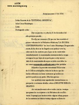 Carta de Jorge E. Núñez Valdivia, 15/1/1926
