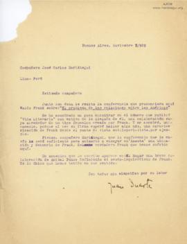 Carta de Juan Duarte, 7/11/1929