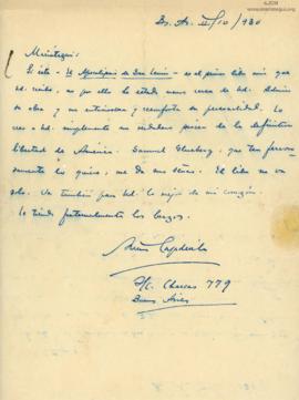 Carta de Arturo Capdevilla, 10/2/1930