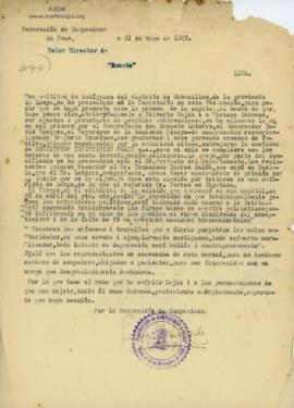 Carta de Pedro P. Salcedo, 31/5/1927
