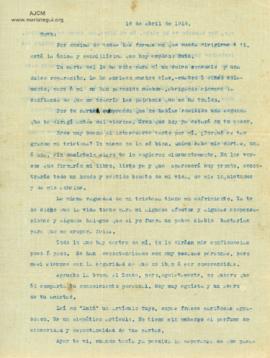 Carta a Bertha Molina (Ruth),16/4/1916