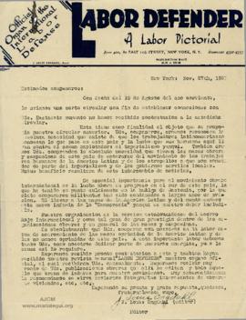Carta de J. Louis Engdahl, 27/11/1929