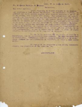 Carta a Abelardo Hurtado de Mendoza, 11/7/1927