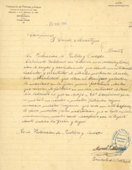 Carta de Manuel J. Medina, 18/1/1924