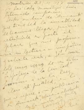 Carta de Emilio Frugoni, 1/4/1927