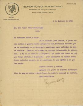 Carta de Joaquín García Monge, 2/2/1926