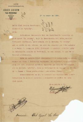Carta de I. Siguenza Céspedes,1/1/1928