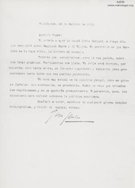 Carta a Ricardo Vegas García, 28/10/1924