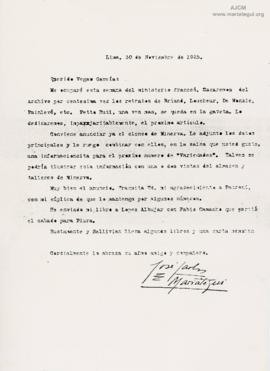 Carta a Ricardo Vegas García, 30/11/1925