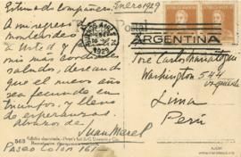 Tarjeta Postal de Juan de Dios Merel, 1/1929