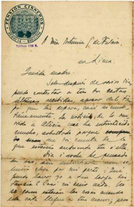 Carta a Artemia G de Falcón, 30/7/1921
