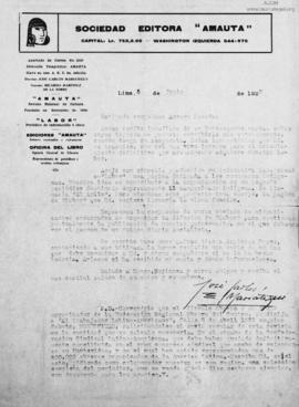 Carta a Moisés Arroyo Posadas, 5/6/1929