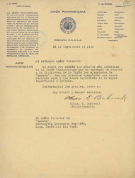 Carta de Chas E. Babcock, 21/9/1928