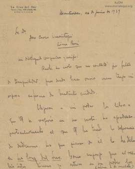 Carta de Jaime L. Morenza, 26/6/1929