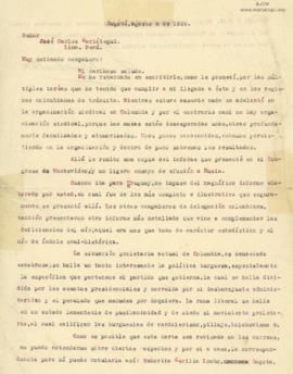 Carta de Fidedigno Cuellar, 8/8/1929