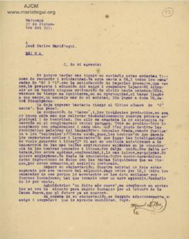 Carta de Manuel F. Laos, 29/12/1929