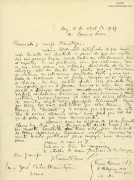 Carta de Fernán Cisneros, 16/4/1928