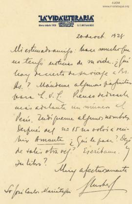 Carta de Samuel Glusberg, 20/10/1928