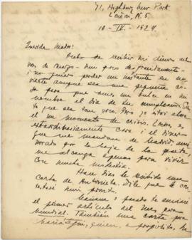 Carta a Artemia G de Falcón, 10/4/1924