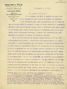 Carta de Enrique Bustamante y Ballivián, 4/12/1925