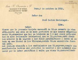 Carta de Luis N. Chevarría,6/10/1928