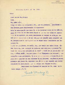 Carta de Vicente Mendoza Díaz, 10/8/1928