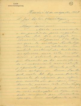 Carta de José Ruiz Huidobro, 13/5/1927