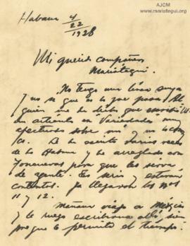 Carta de Tristán Marof, 22/4/1928