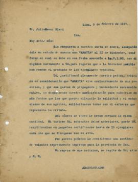 Carta a Julio César Nieri, 5/2/1927