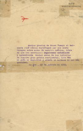 Carta de Franz Tamayo, 13/2/1929
