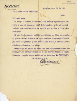 Carta de Eleazar Bustamante, 16/6/1929