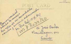 Tarjeta Postal de Luis A. Rodrigo O. (Luis de Rodrigo), 15/4/1929