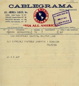 Cablegrama de Alfredo Palacios, 11/6/1927